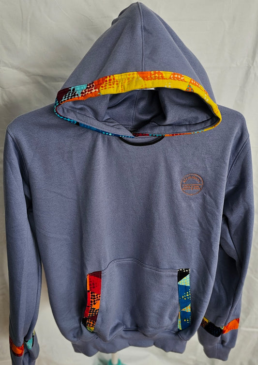 Light Blue Ankara-Accent Hoodie