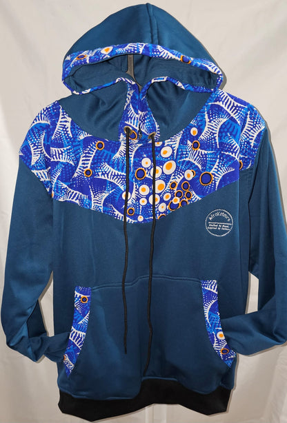 Navy Ankara-Accent Hoodie