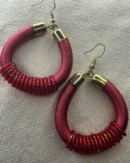 Wrapped Beaded Hoop Earrings