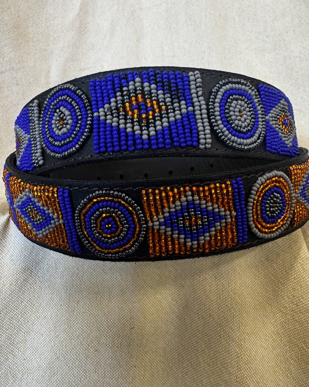 Mosaic Beaded Leather Belt