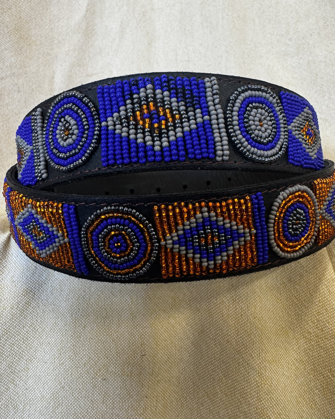 Mosaic Beaded Leather Belt