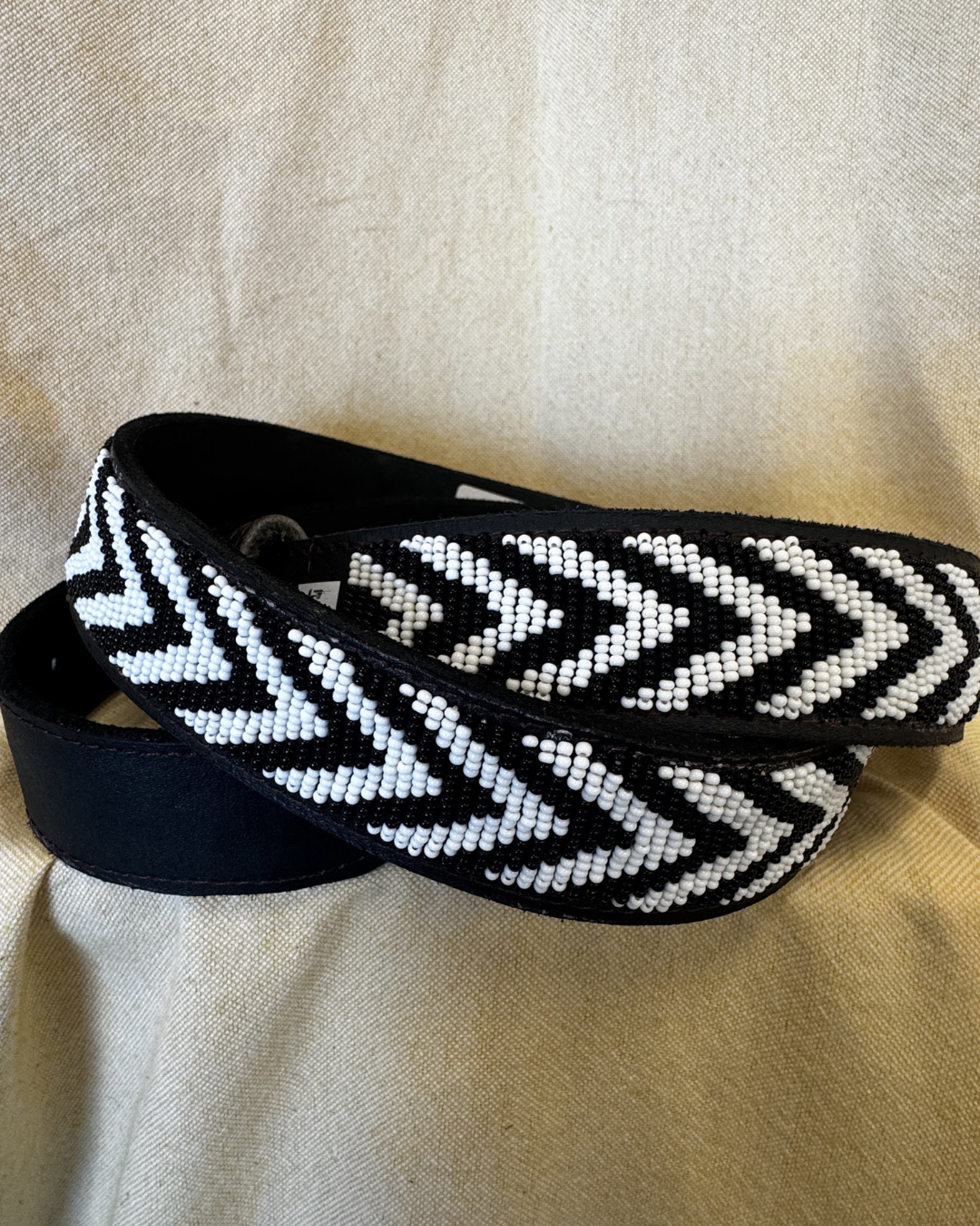 Mosaic Beaded Leather Belt