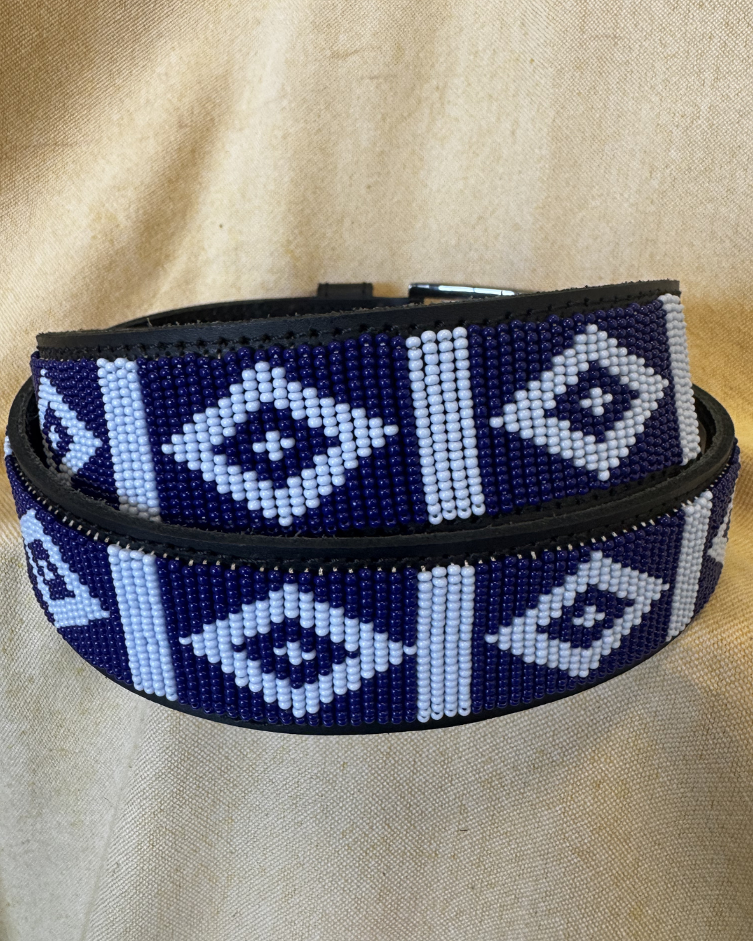 Mosaic Beaded Leather Belt