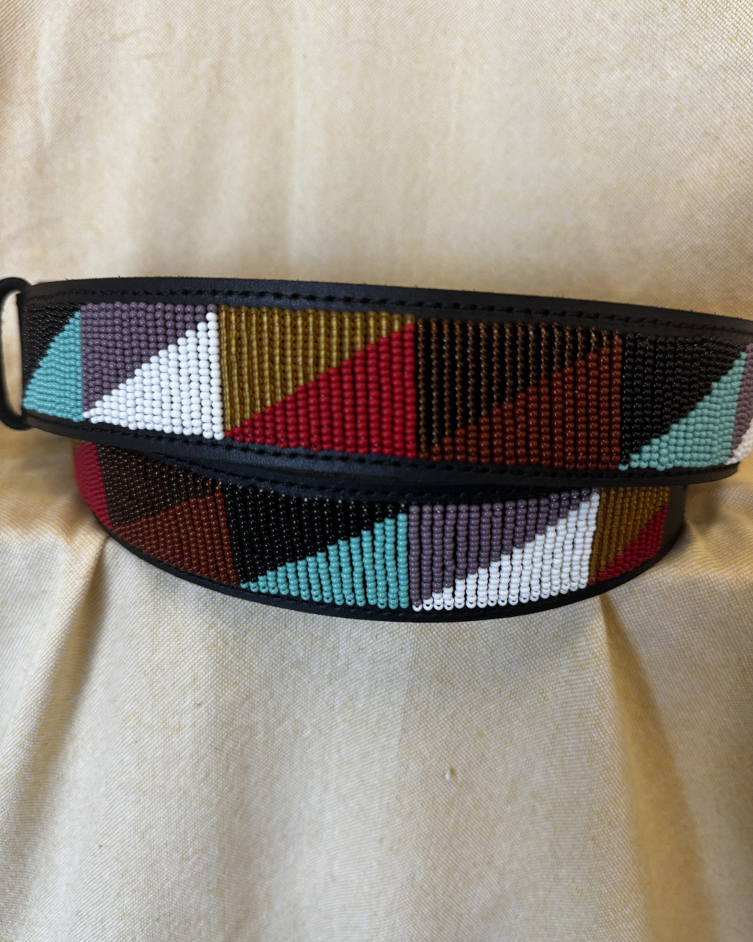Mosaic Beaded Leather Belt
