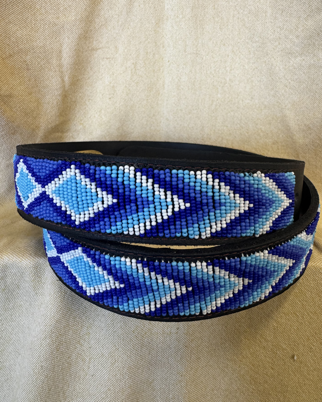 Mosaic Beaded Leather Belt