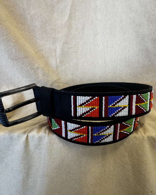 Mosaic Beaded Leather Belt