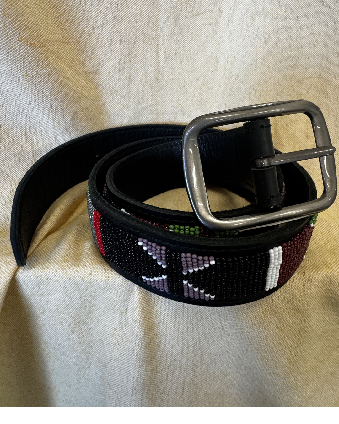 Mosaic Beaded Leather Belt