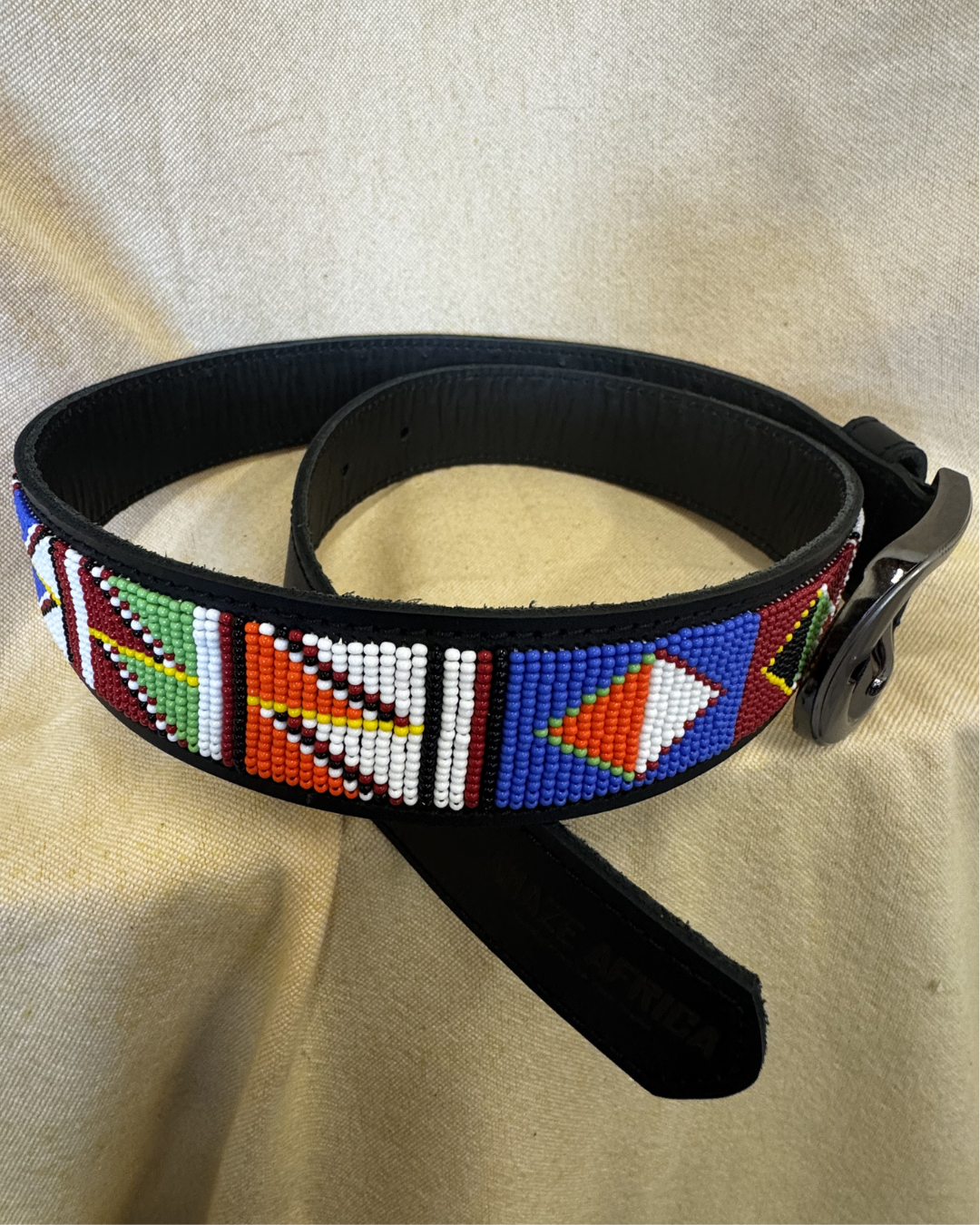 Mosaic Beaded Leather Belt