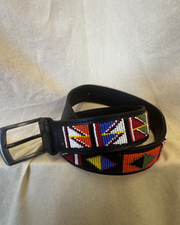 Mosaic Beaded Leather Belt