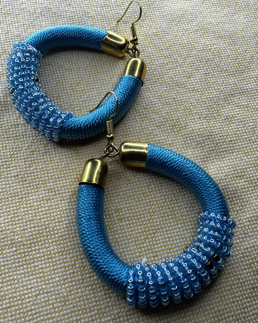 Wrapped Beaded Hoop Earrings