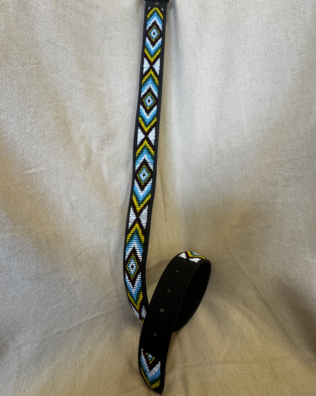 Mosaic Beaded Leather Belt