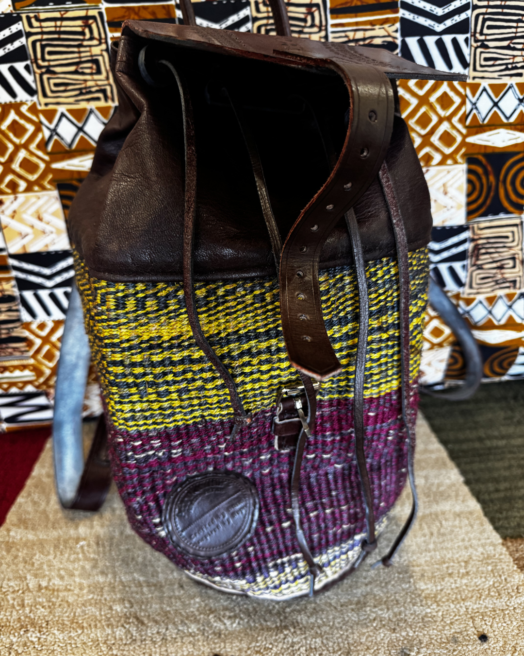 Savanna Woven Leather Backpack