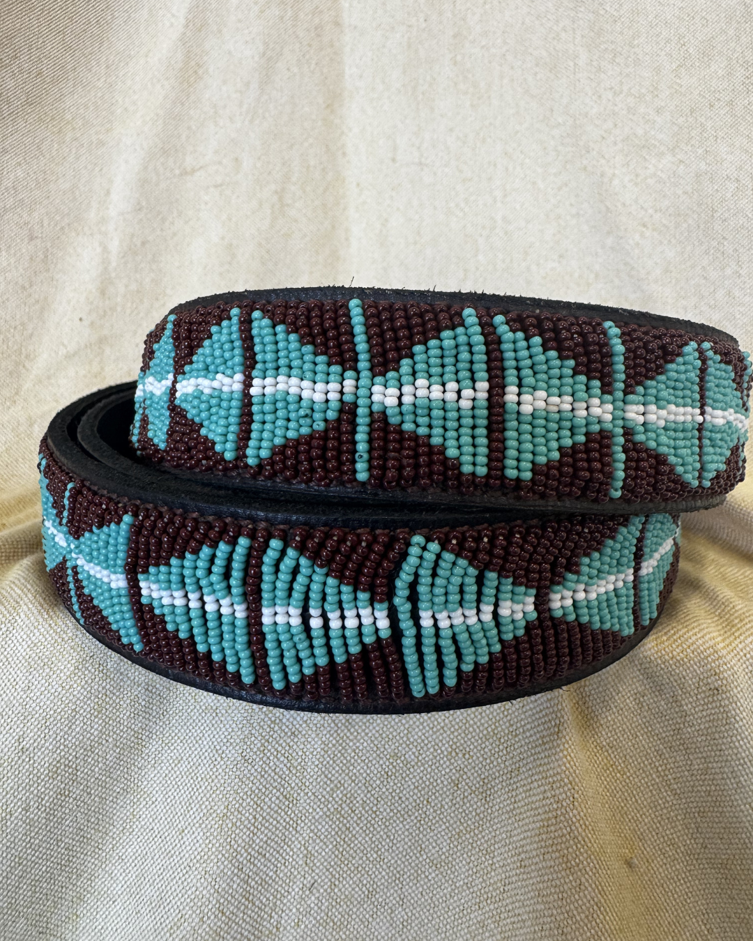Mosaic Beaded Leather Belt