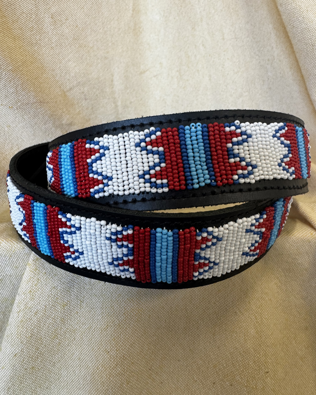 Mosaic Beaded Leather Belt