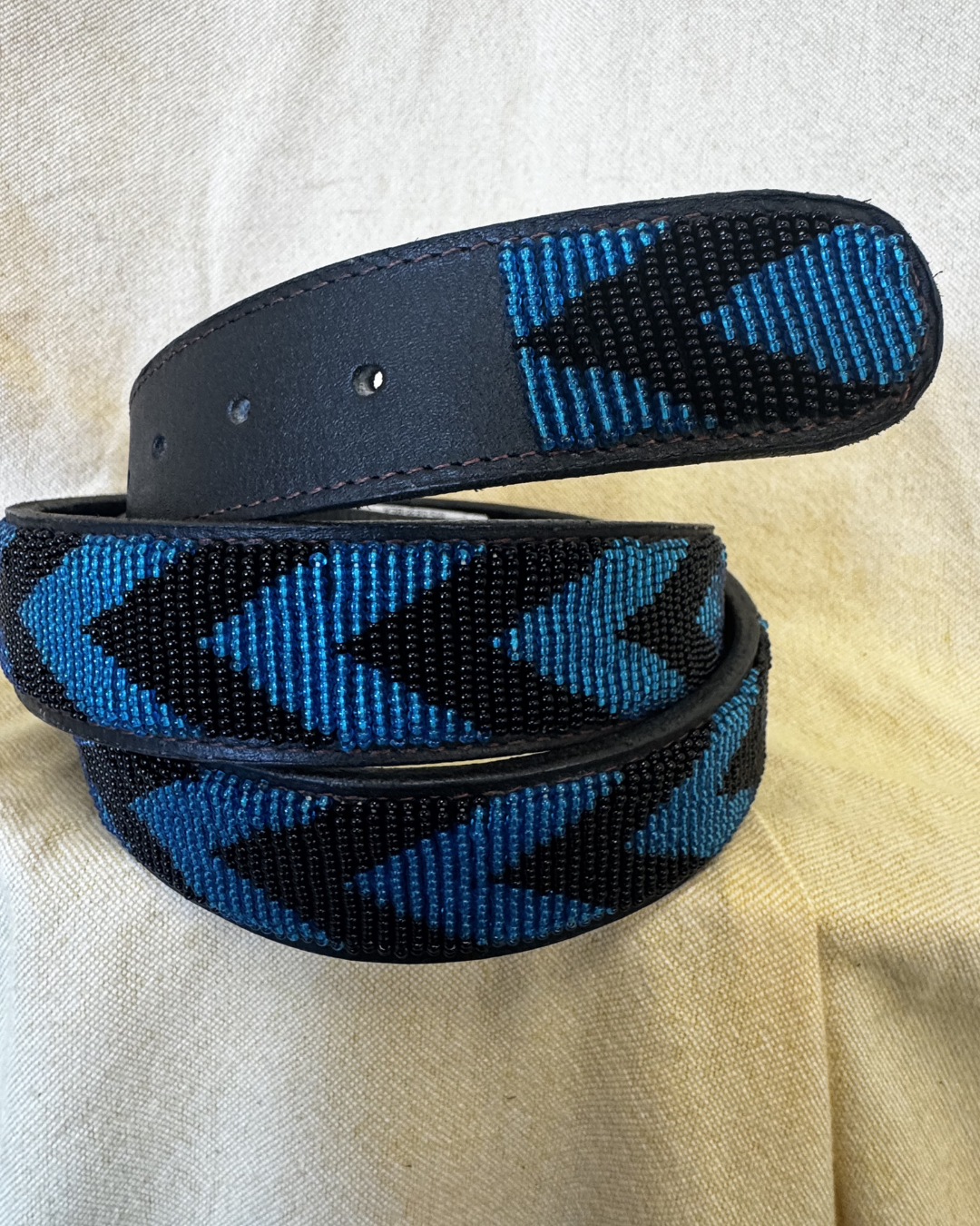 Mosaic Beaded Leather Belt