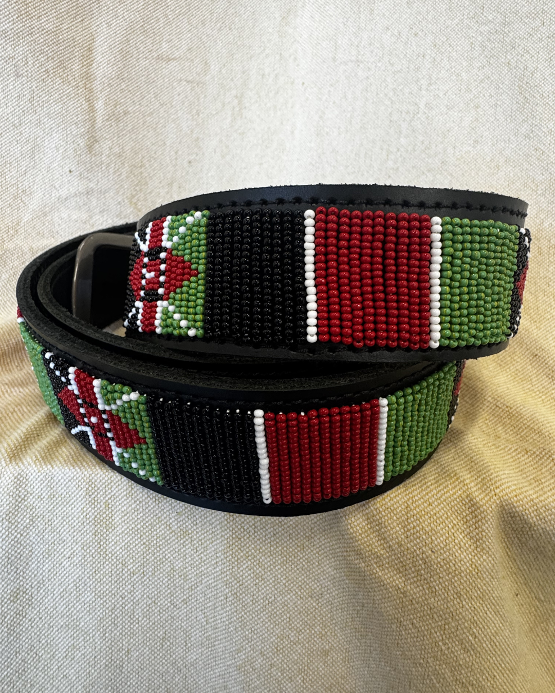 Mosaic Beaded Leather Belt