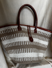 Leather-Trim Sisal Tote