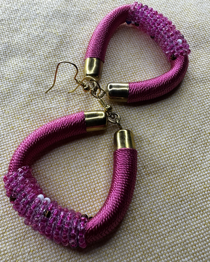 Wrapped Beaded Hoop Earrings
