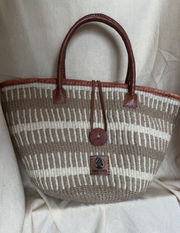 Leather-Trim Sisal Tote