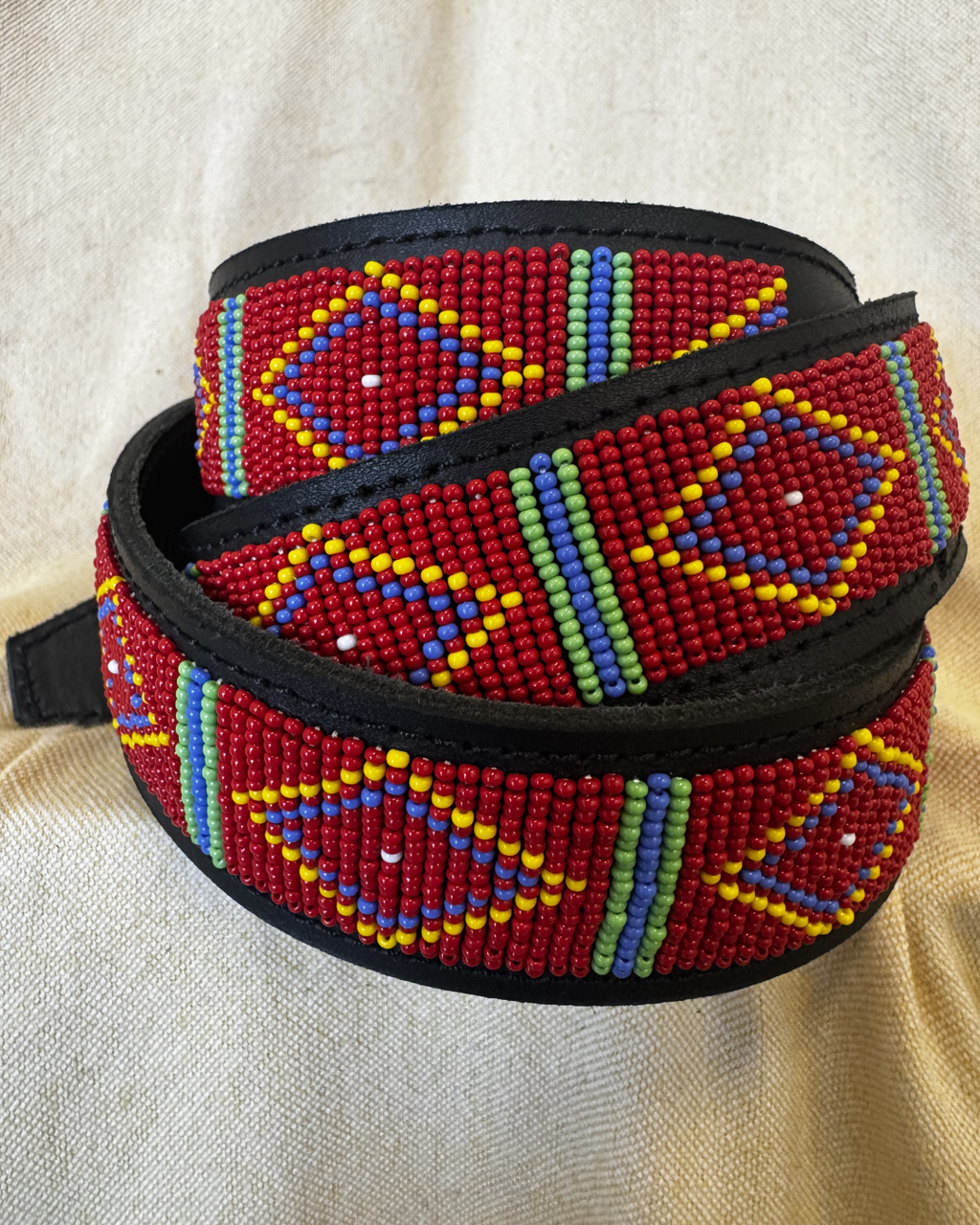 Mosaic Beaded Leather Belt