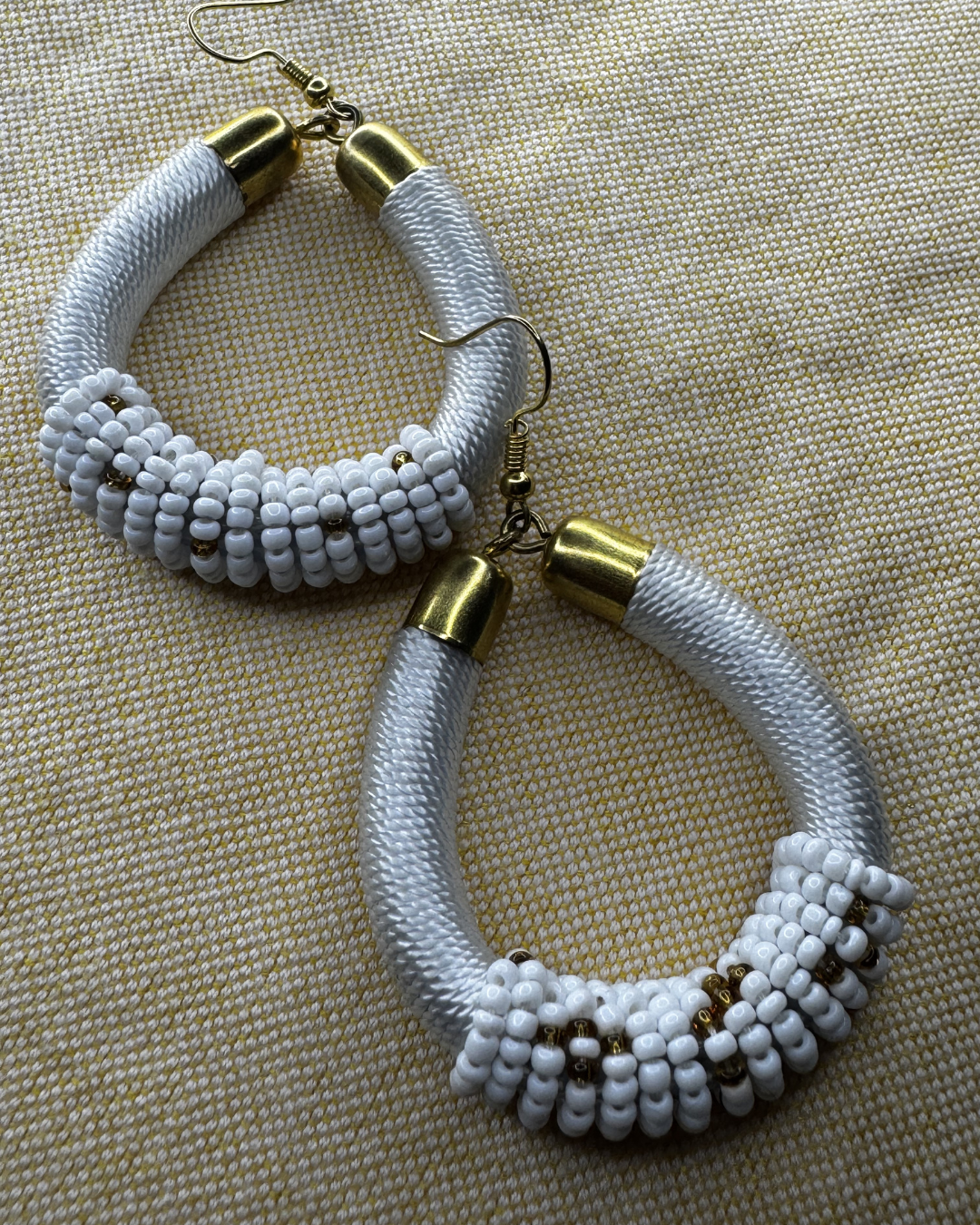 Wrapped Beaded Hoop Earrings