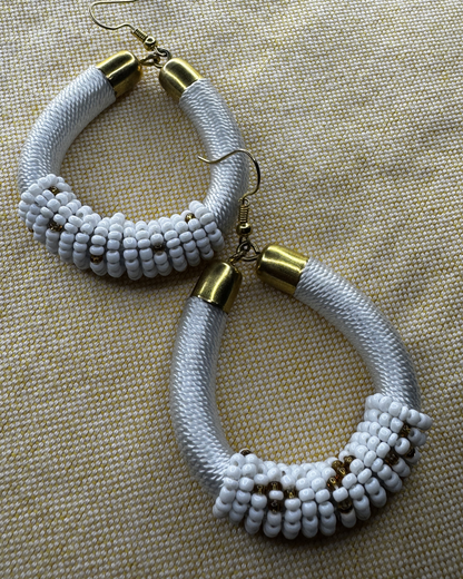 Wrapped Beaded Hoop Earrings