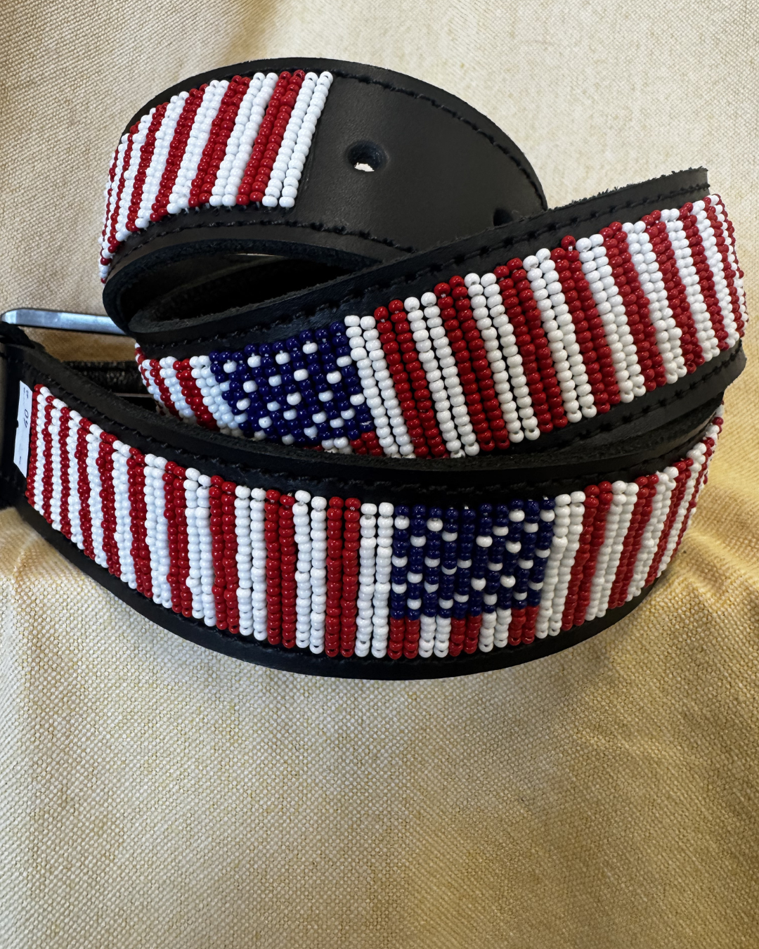 Mosaic Beaded Leather Belt