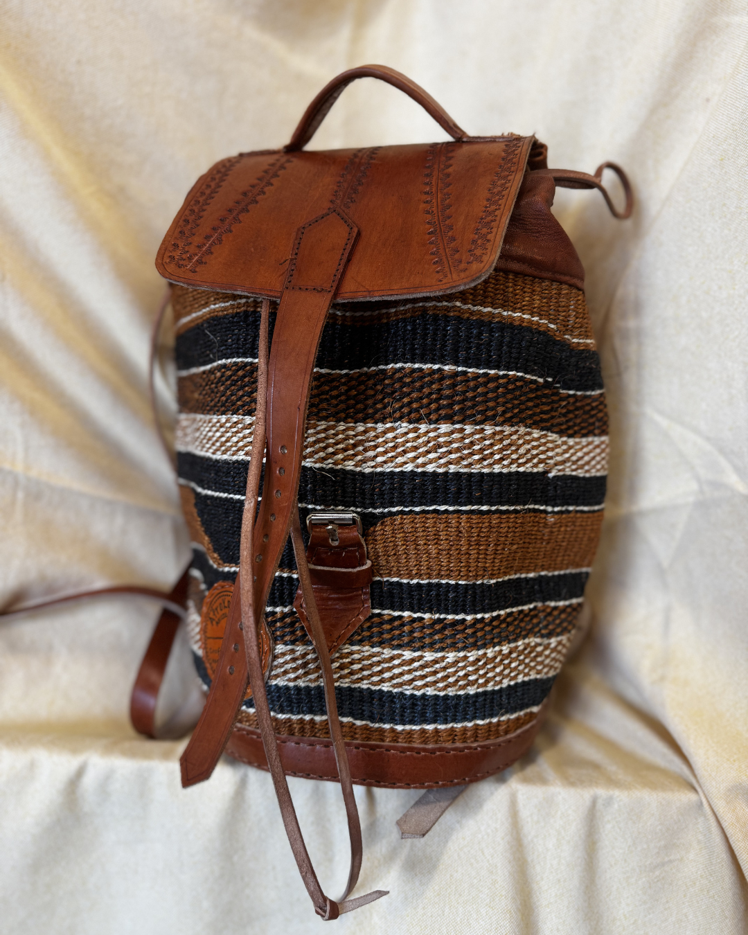 Savanna Woven Leather Backpack