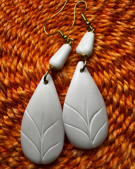 Ivory Leaf Drop Earrings