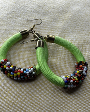 Wrapped Beaded Hoop Earrings