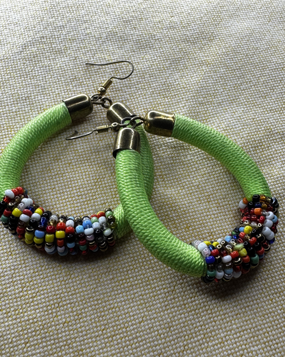 Wrapped Beaded Hoop Earrings