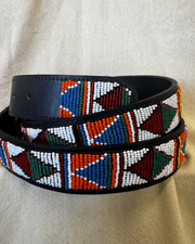 Mosaic Beaded Leather Belt