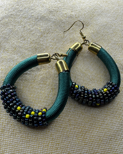 Wrapped Beaded Hoop Earrings