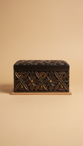 Carved Ebony Jewelry Box with Brass Inlay