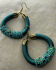 Wrapped Beaded Hoop Earrings