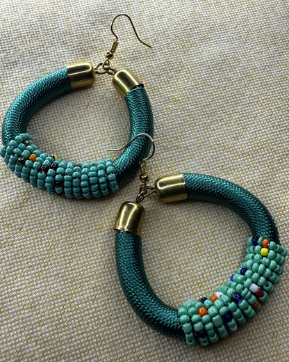 Wrapped Beaded Hoop Earrings