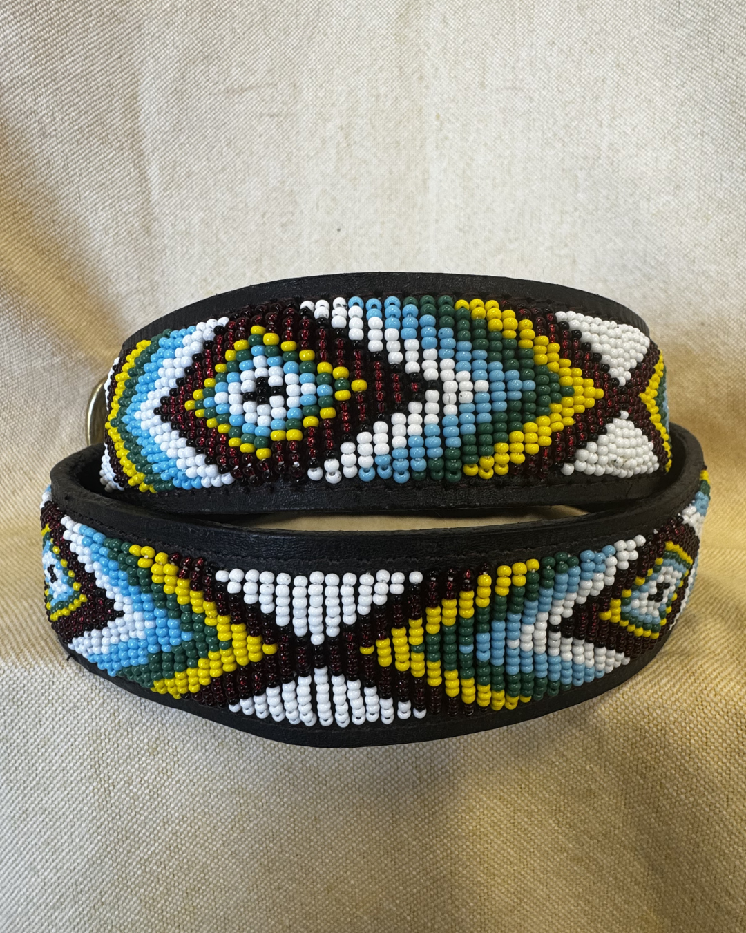 Mosaic Beaded Leather Belt