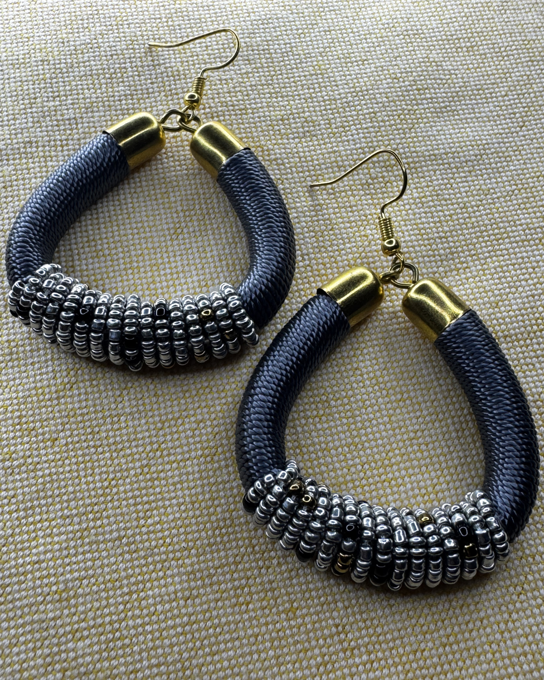 Wrapped Beaded Hoop Earrings