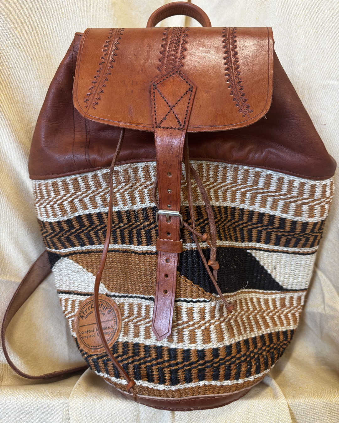 Savanna Woven Leather Backpack