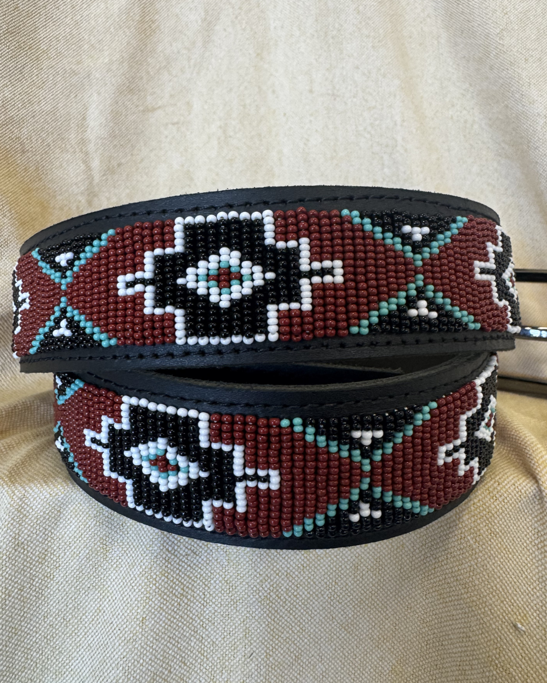 Mosaic Beaded Leather Belt