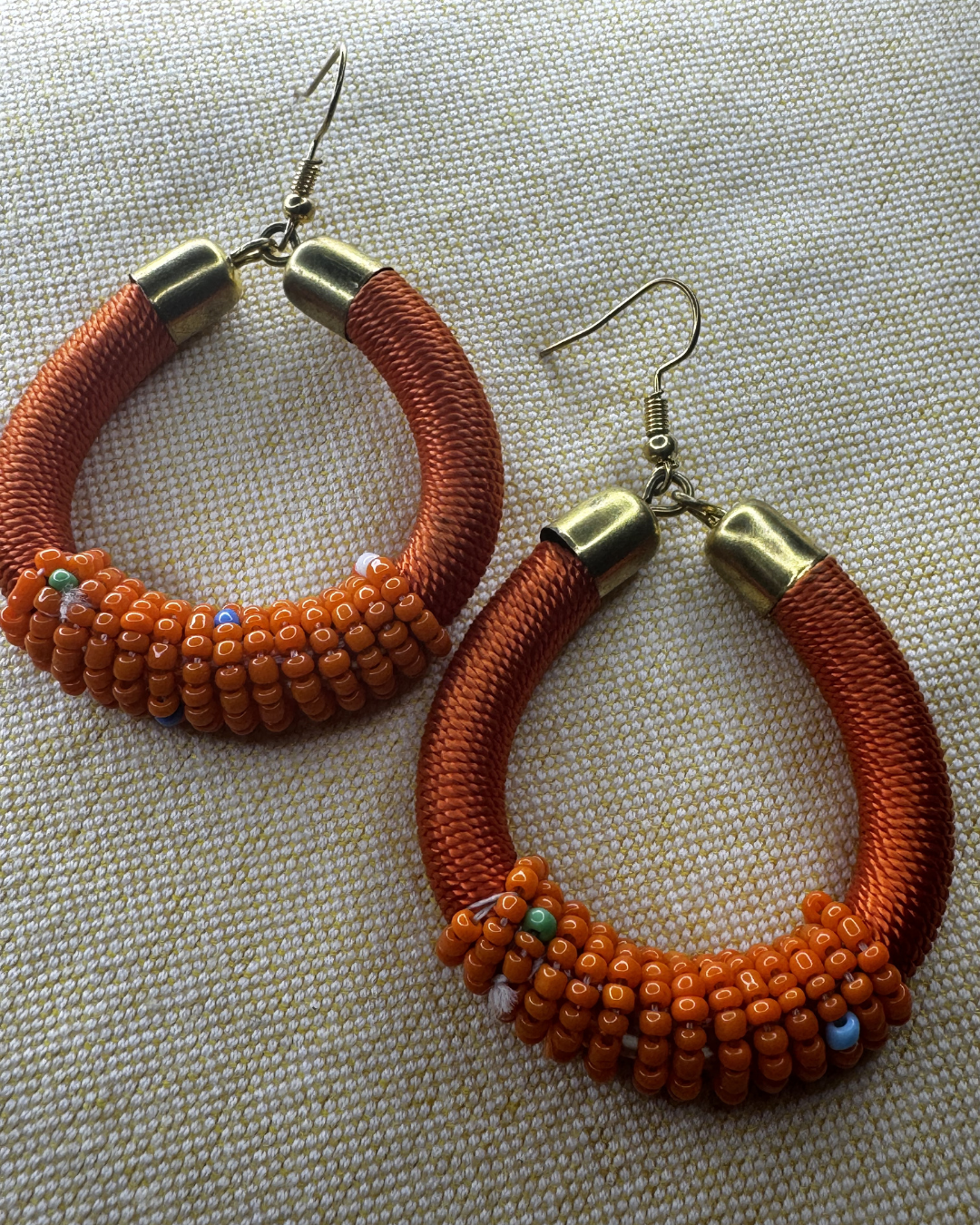 Wrapped Beaded Hoop Earrings