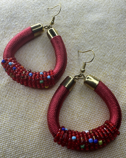 Wrapped Beaded Hoop Earrings