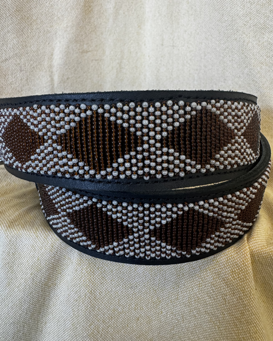 Mosaic Beaded Leather Belt