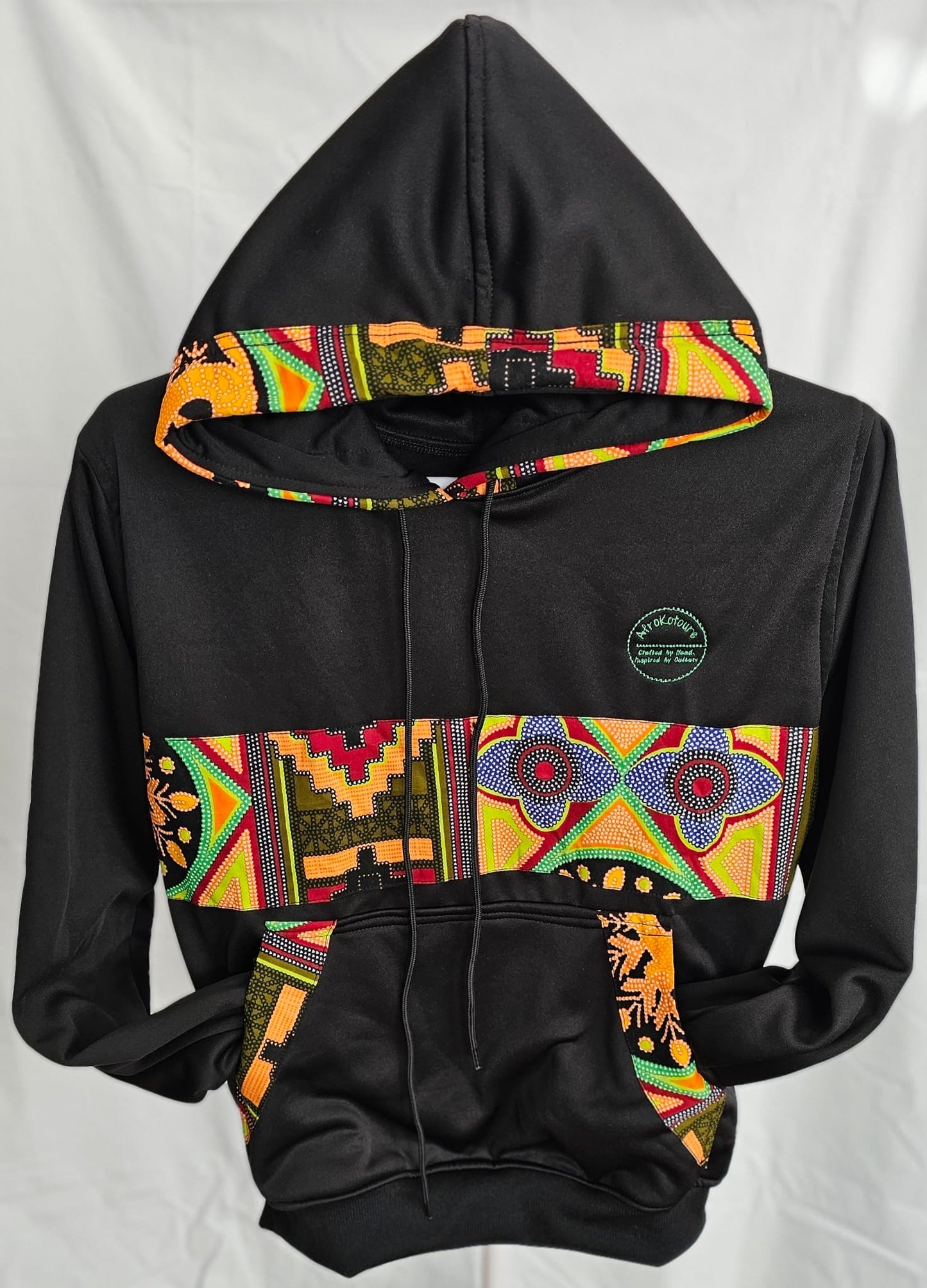 Black Ankara-Accent Hoodie