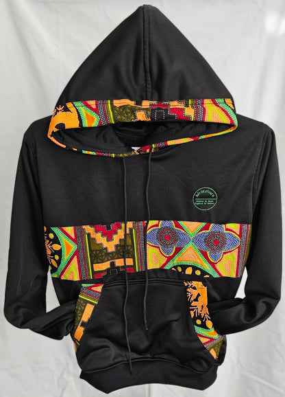 Black Ankara-Accent Hoodie