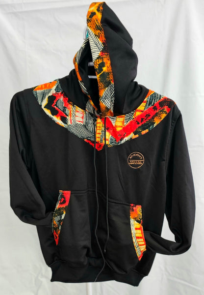 Black Ankara-Accent Hoodie