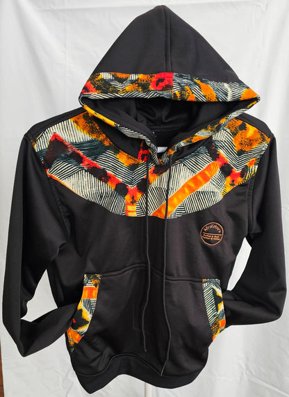 Black Ankara-Accent Hoodie
