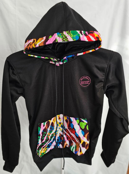 Black Ankara-Accent Hoodie