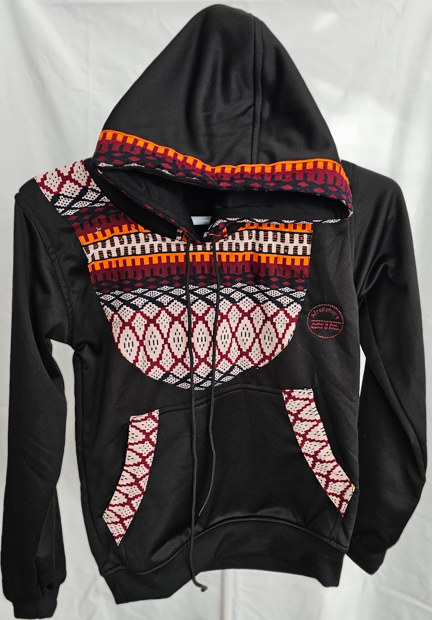 Black Ankara-Accent Hoodie