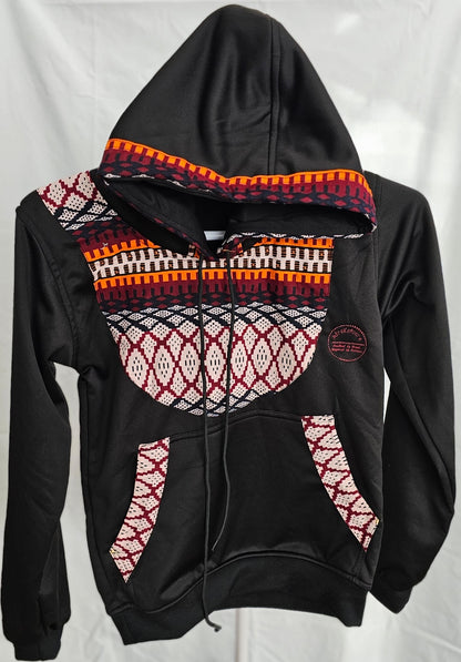 Black Ankara-Accent Hoodie